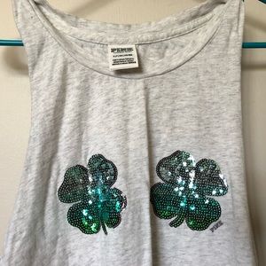 LIMITED EDITION VS Pink Sequin Shamrocks Tank